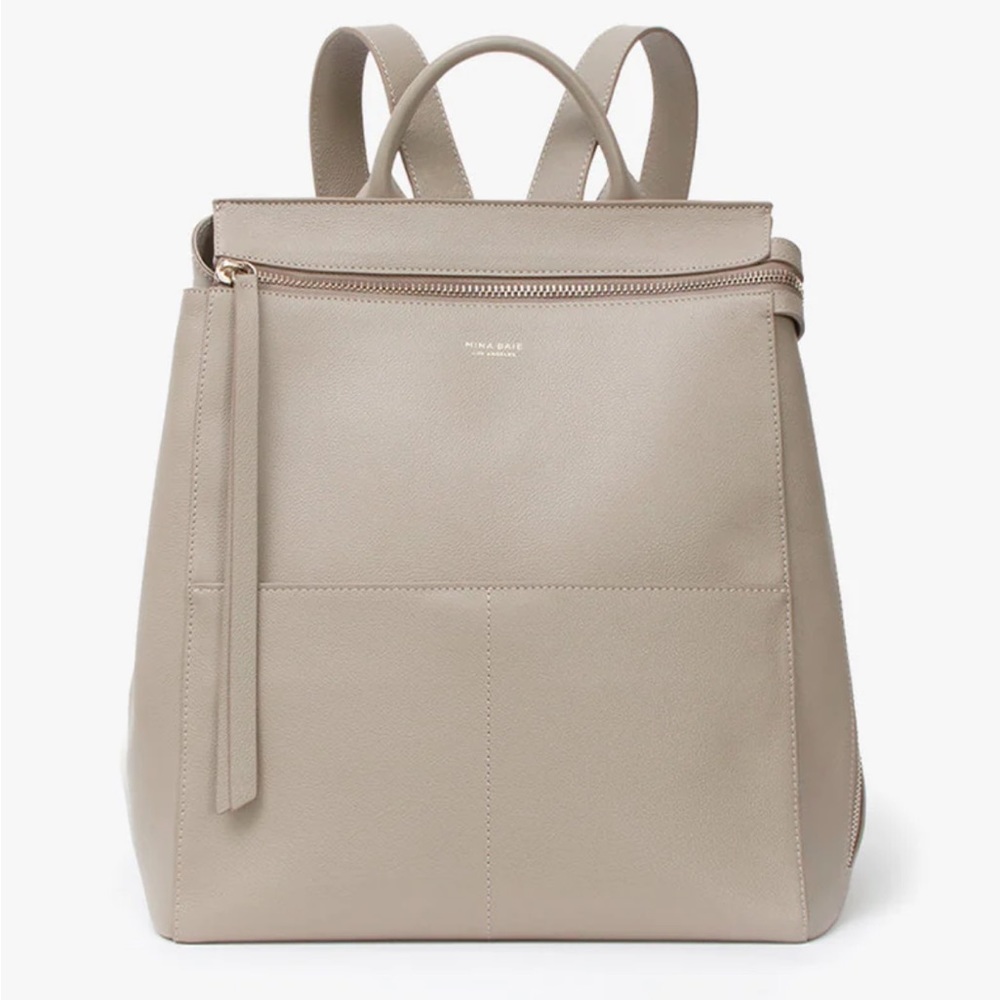 Mina Baie Harper Midi Backpack, leather, DESERT